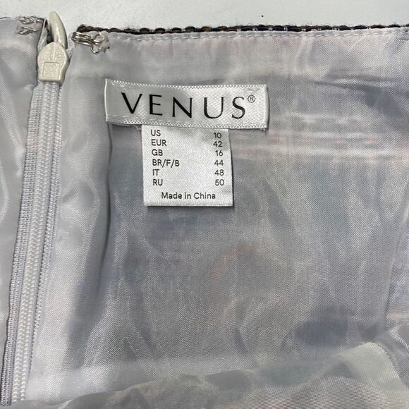 Womens VENUS Dress Size 10 side cutout Jacquard mini dress Striped Woven Twill B - Picture 4 of 9